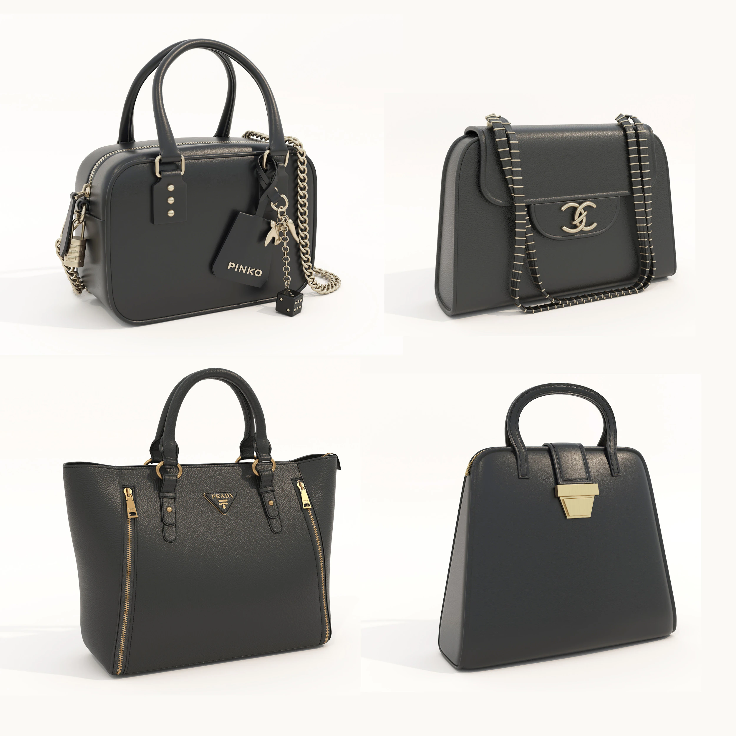 Fashion Handbag Collection 4 3D Model .c4d .max .obj .3ds .fbx .stl .blend
