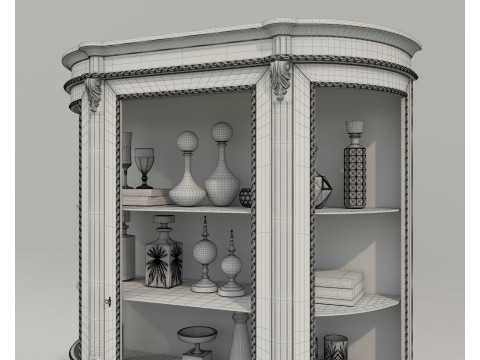 Classic Display Cabinet and Decoration 14 3D Model