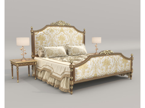 Classic European Style Bed Set 71 Model 3D