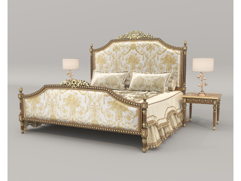 Classic European Style Bed Set 71 3D 模型