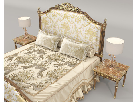 Classic European Style Bed Set 71 3D 模型