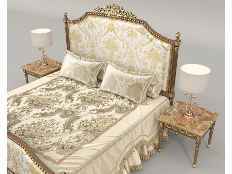 Conjunto de cama cl&aacute;ssico estilo europeu 71 Modelo 3D