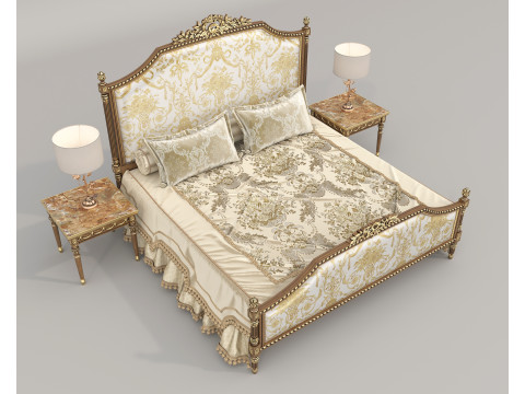 Classic European Style Bed Set 71 3D 模型
