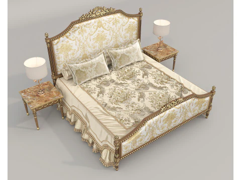 Conjunto de cama cl&aacute;ssico estilo europeu 71 Modelo 3D