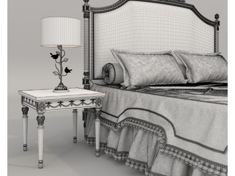 Classic European Style Bed Set 71 3D 模型