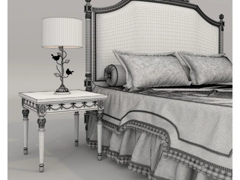 Conjunto de cama cl&aacute;ssico estilo europeu 71 Modelo 3D