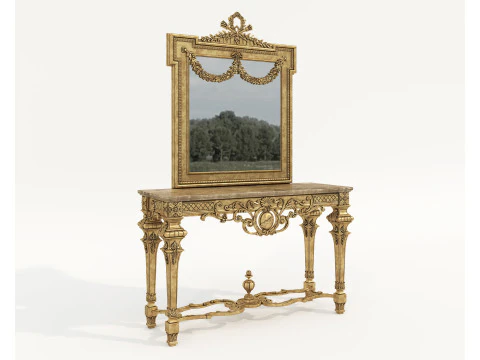 Classic European Style Console Table 9 3D Model