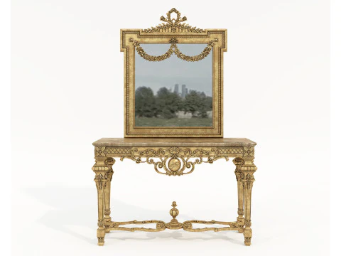 Classic European Style Console Table 9 3D Model