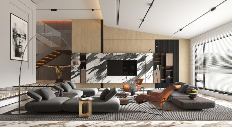 Living Room Scene 19 3D Model .c4d .max .obj .3ds .fbx .stl .blend