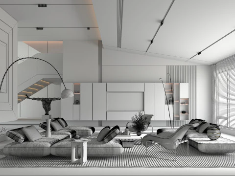 リビング ルーム シーン 19 3Dモデル