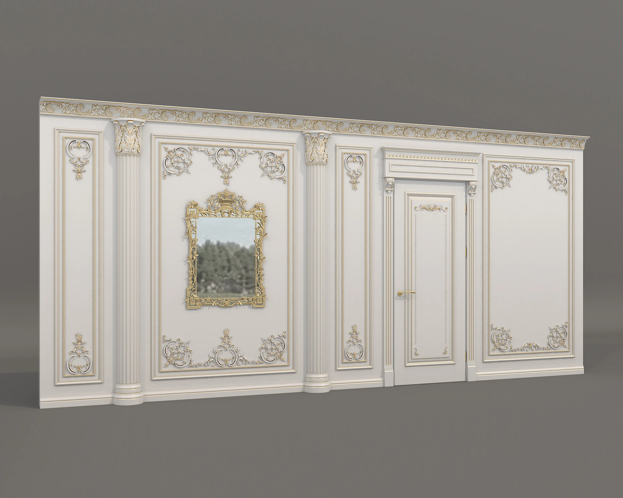 Wall Molding in Classic French Style 53 3D Model .c4d .max .obj .3ds .fbx .stl .blend