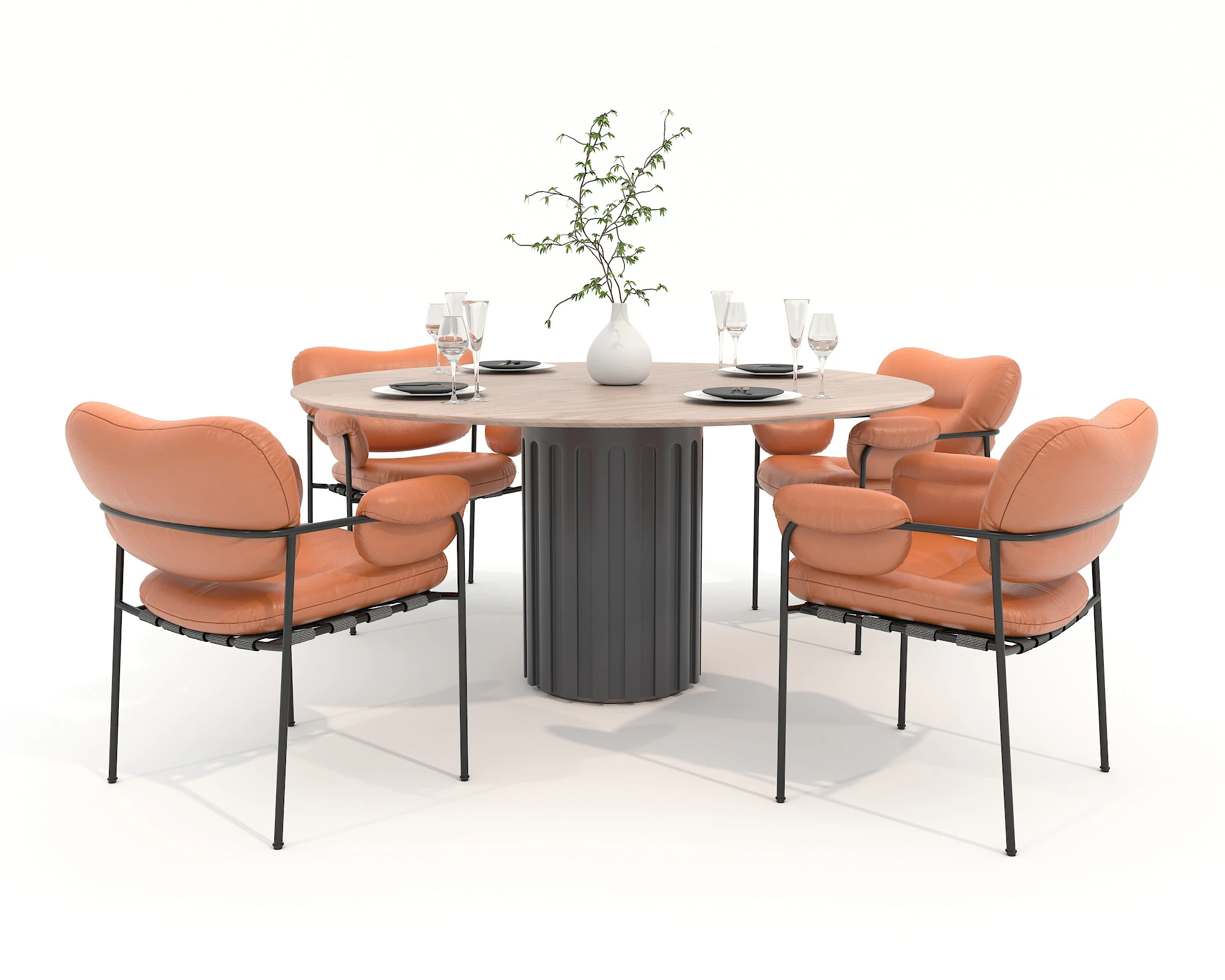 Modern Dining Table and Chairs 45 3D Model .c4d .max .obj .3ds .fbx .stl .blend