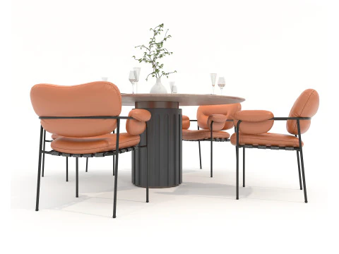 Modern Dining Table and Chairs 45 3D Model