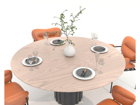 Modern Dining Table and Chairs 45 3D Model