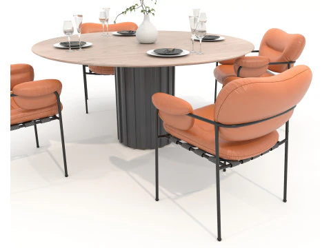 Modern Dining Table and Chairs 45 3D Model