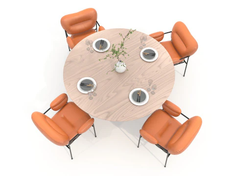 Modern Dining Table and Chairs 45 3D Model