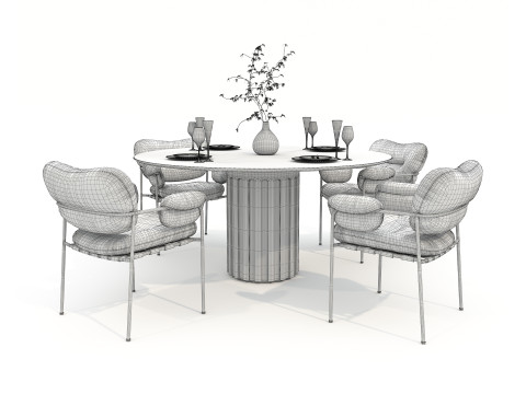 Modern Dining Table and Chairs 45 3D 모델