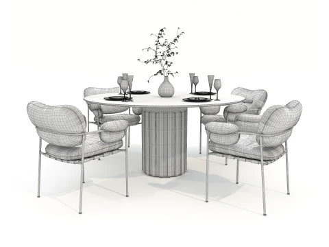 Modern Dining Table and Chairs 45 3D Model