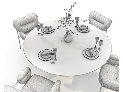 Modern Dining Table and Chairs 45 3D 모델