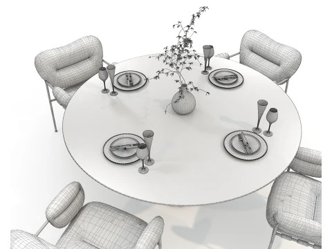 Modern Dining Table and Chairs 45 3D Model