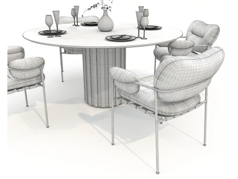 Modern Dining Table and Chairs 45 3D Model