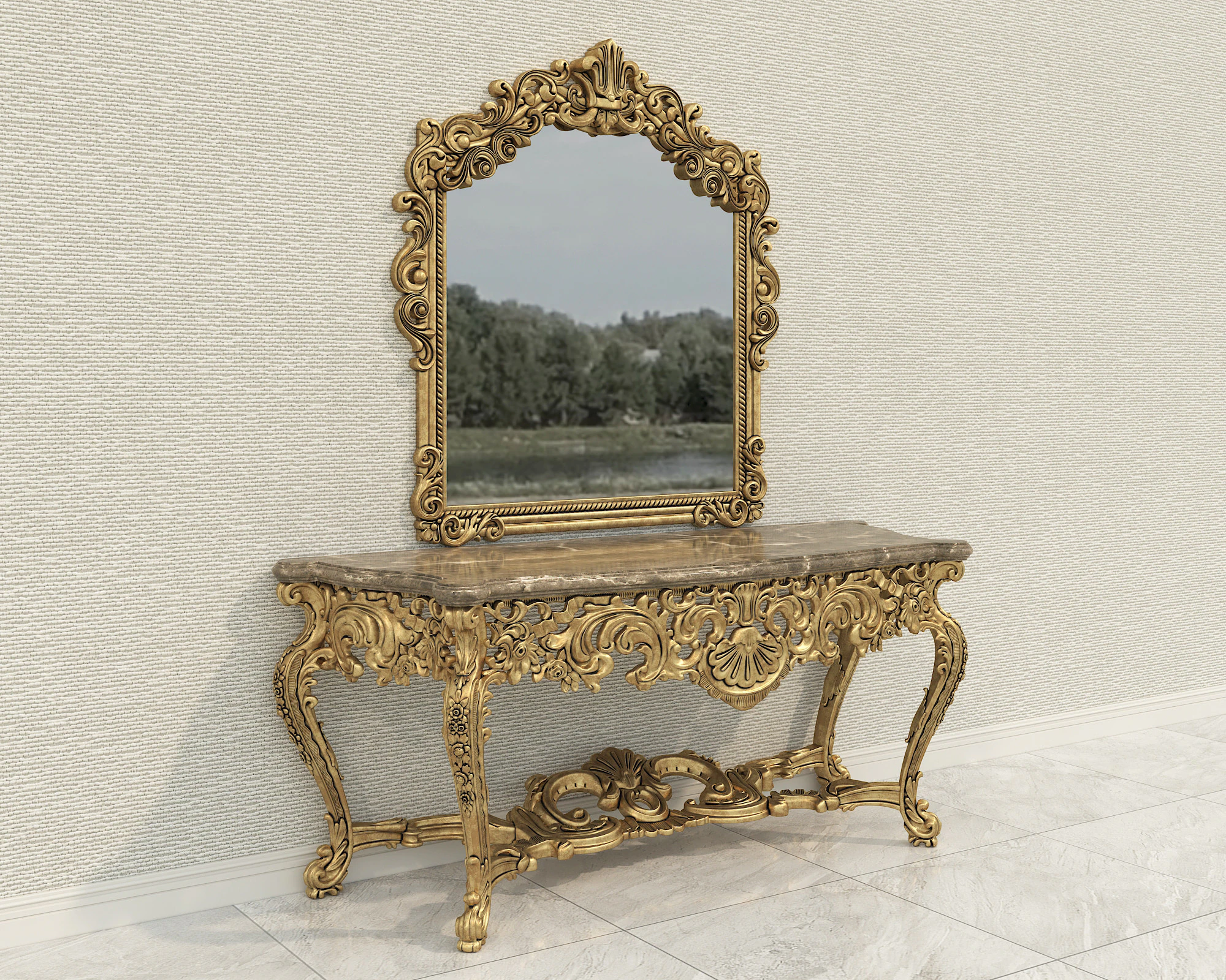 Consolle in stile classico europeo 12 Modello 3D .c4d .max .obj .3ds .fbx .stl .blend 