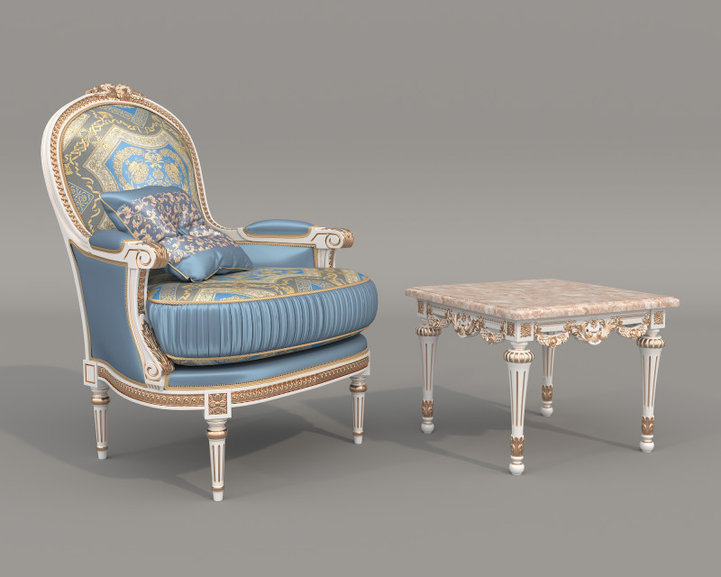 Classic European Style Coffee Table and Armchair 33 3D मॉडल .c4d .max .obj .3ds .fbx .stl .blend