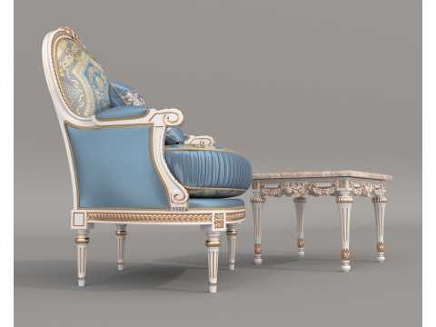 Classic European Style Coffee Table and Armchair 33 3D मॉडल