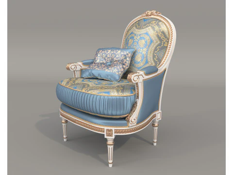 Classic European Style Coffee Table and Armchair 33 3D Model