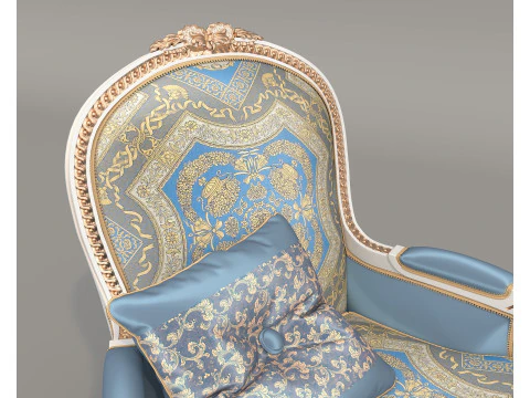 Classic European Style Coffee Table and Armchair 33 3D Model