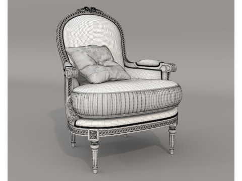 Classic European Style Coffee Table and Armchair 33 3D मॉडल