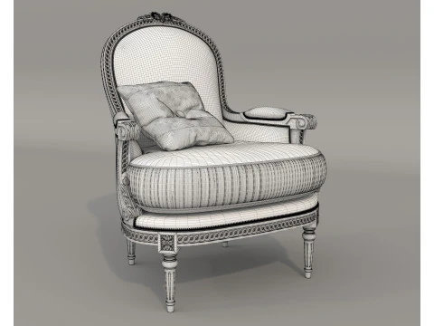 Classic European Style Coffee Table and Armchair 33 3D Model