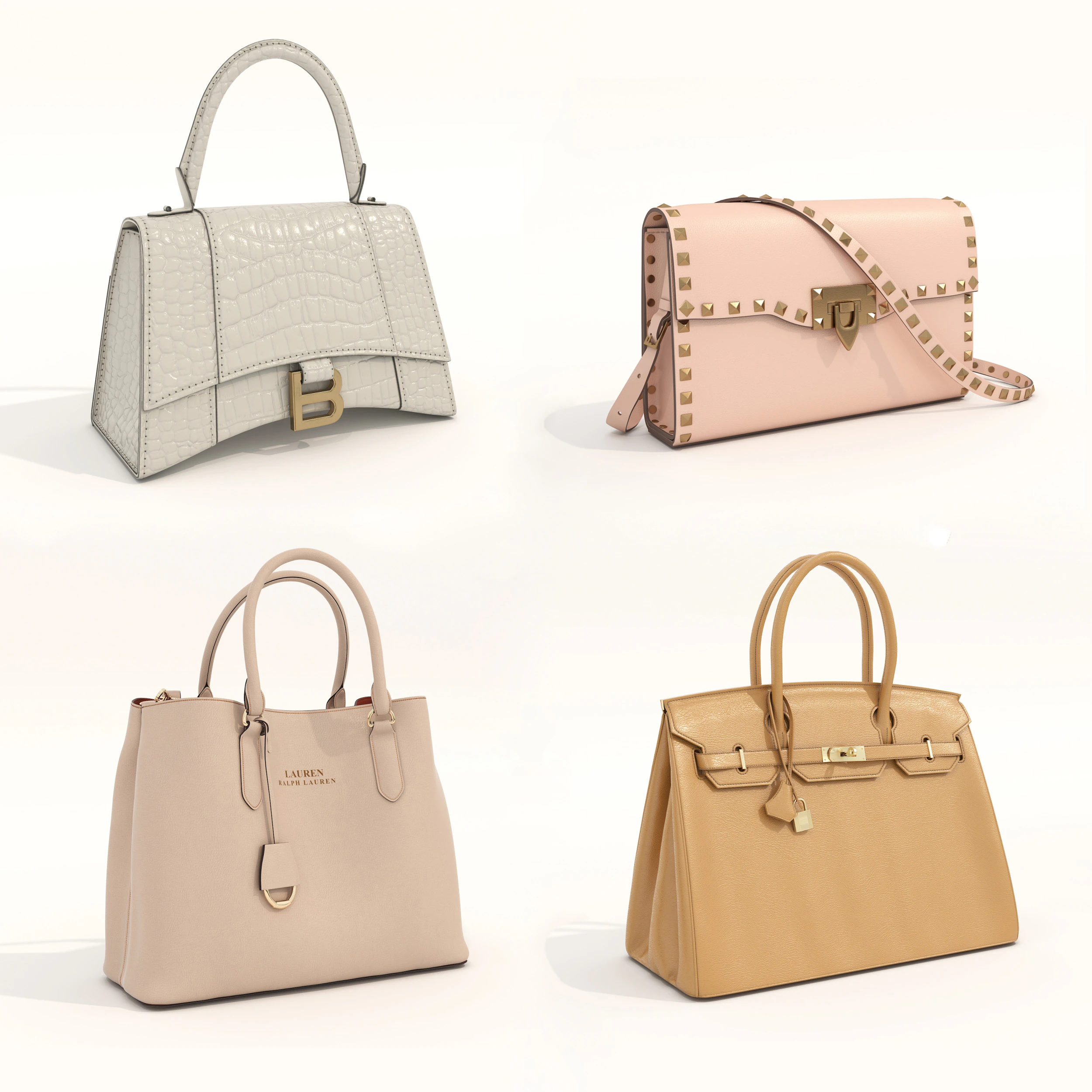 Fashion Handbag Collection 7 3D Model .c4d .max .obj .3ds .fbx .stl .blend
