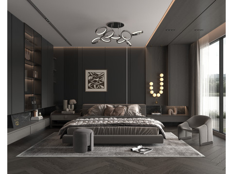 Modern Bedroom Scene 50 3D मॉडल
