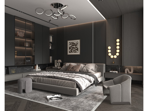Modern Bedroom Scene 50 Modelo 3D