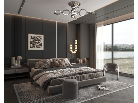 Modern Bedroom Scene 50 Modelo 3D