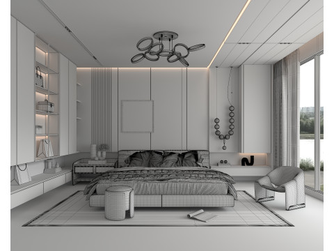 Modern Bedroom Scene 50 Modelo 3D