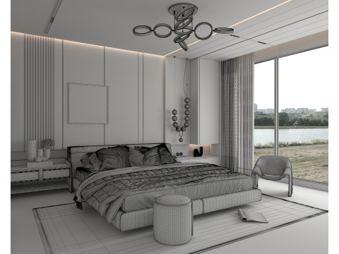 Modern Bedroom Scene 50 Modelo 3D