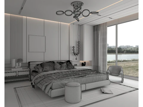 Cena Moderna Do Quarto 50 Modelo 3D