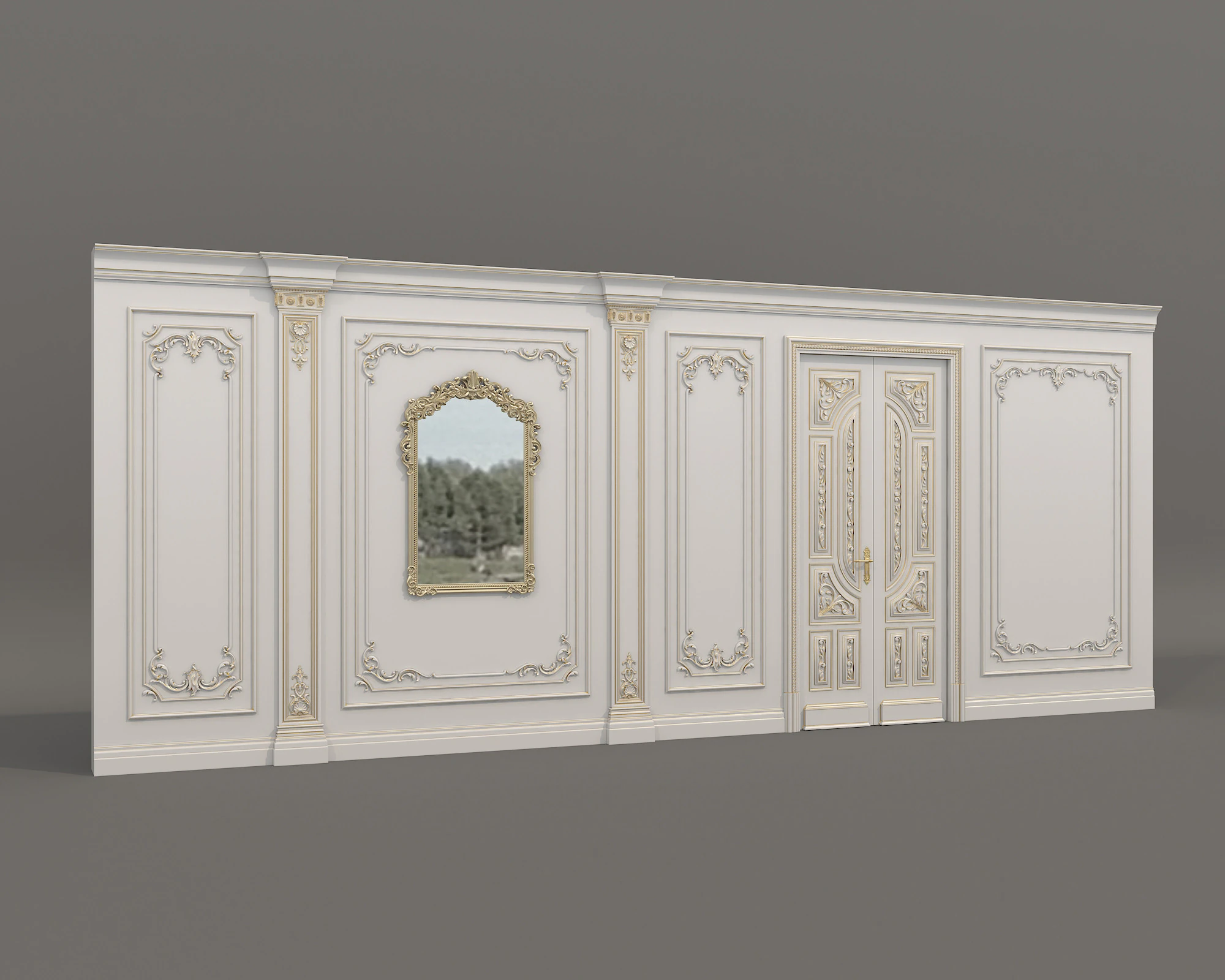Wall Molding in Classic French Style 54 3D Model .c4d .max .obj .3ds .fbx .stl .blend