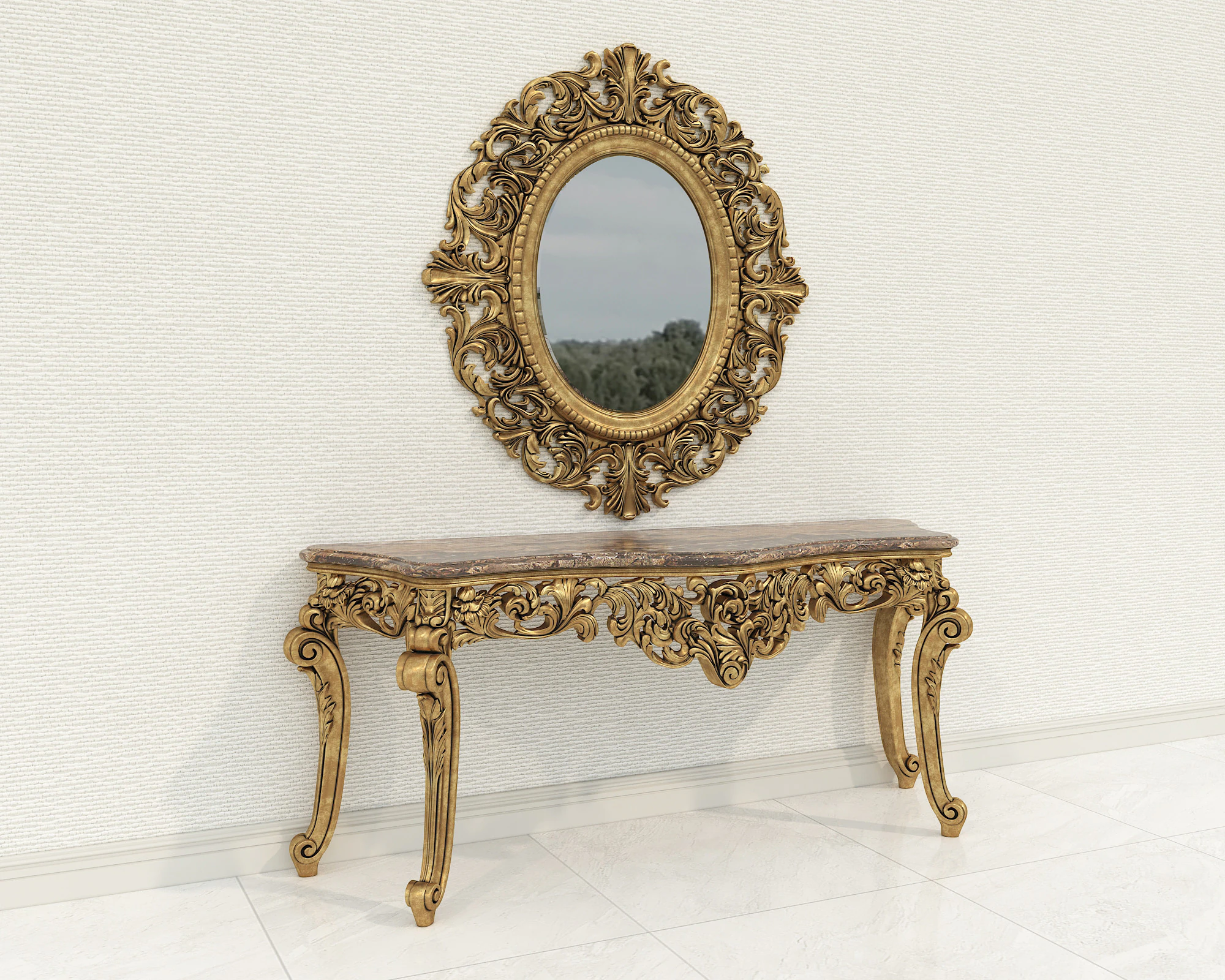 Classic European Style Console Table 14 3D Model .c4d .max .obj .3ds .fbx .stl .blend 