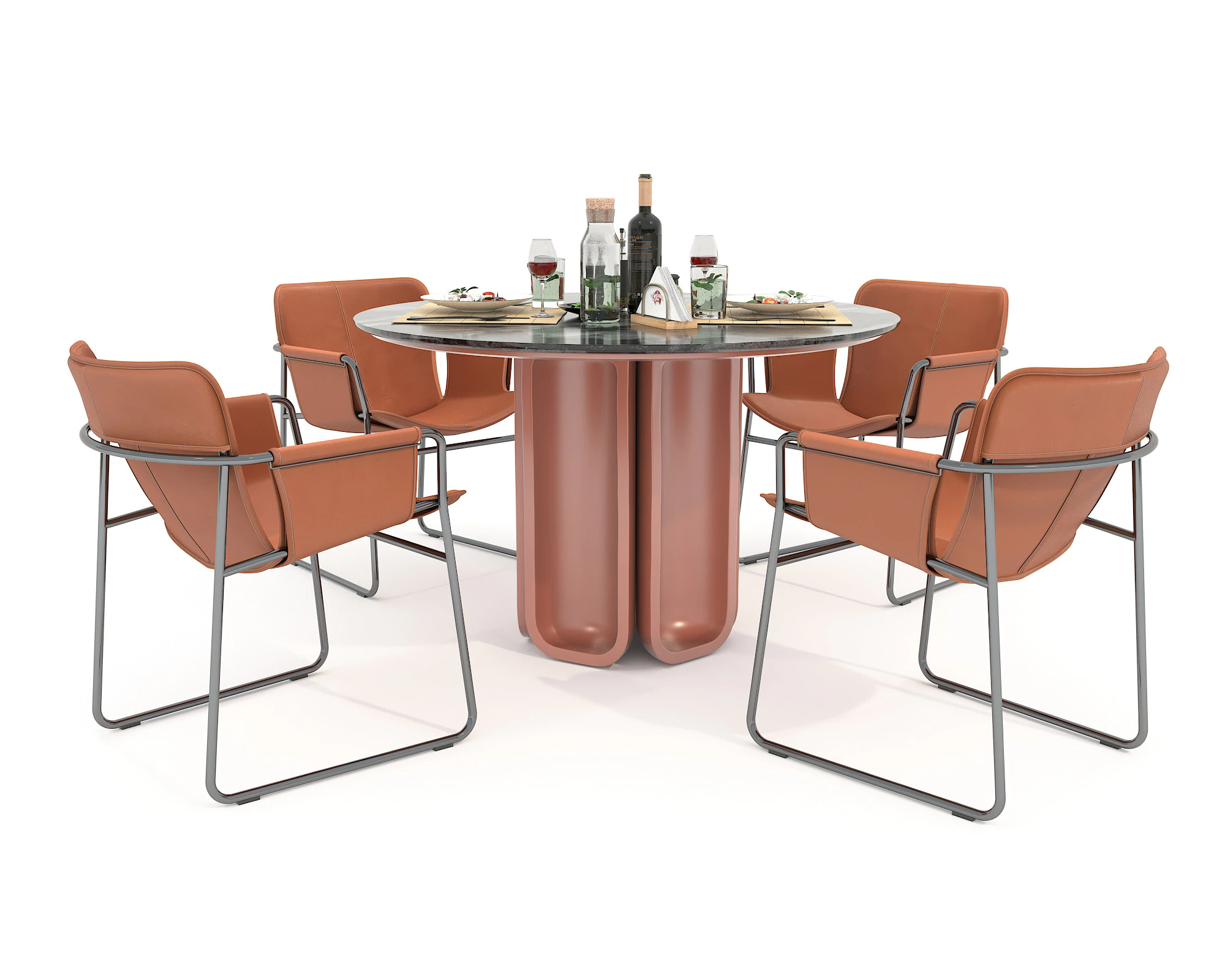 Modern Dining Table and Chairs 46 3D Model .c4d .max .obj .3ds .fbx .stl .blend