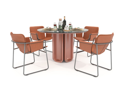 Modern Dining Table and Chairs 46 3D-Modell