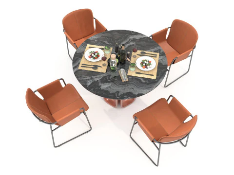 Modern Dining Table and Chairs 46 3D Model