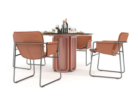 Modern Dining Table and Chairs 46 3D Model