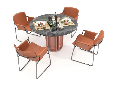 Modern Dining Table and Chairs 46 3D Model