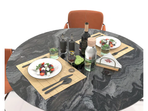 Modern Dining Table and Chairs 46 3D Model