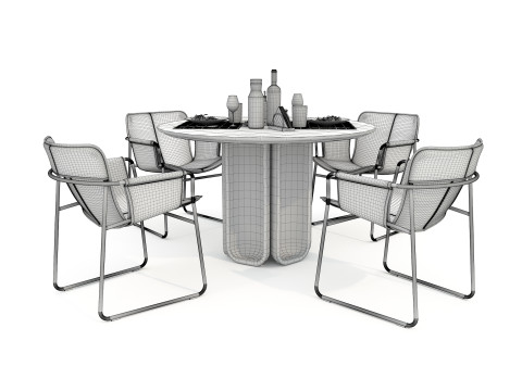 Modern Dining Table and Chairs 46 Modèle 3D