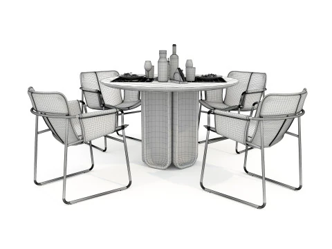Modern Dining Table and Chairs 46 3D Model