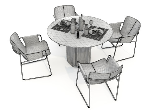 Modern Dining Table and Chairs 46 Modèle 3D